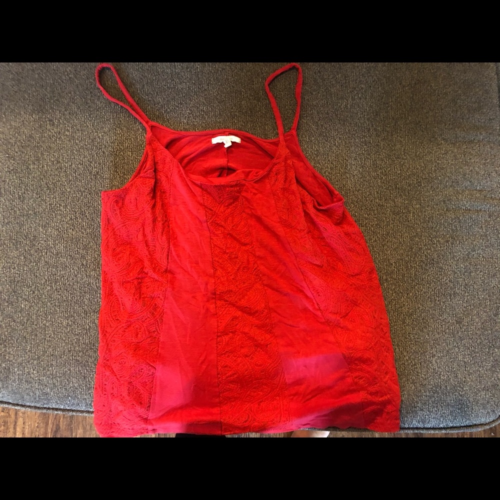 Red lace tank top